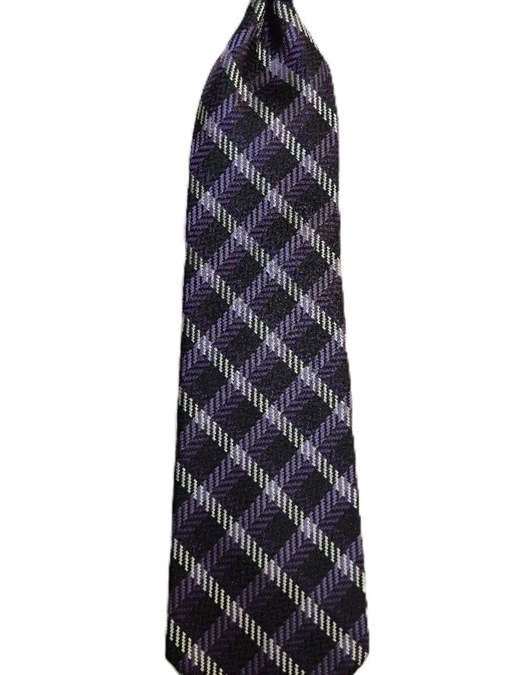 NWT TOM FORD Purple Black White Plaid Woven Silk Tie Italy $280 - Picture 6 of 6